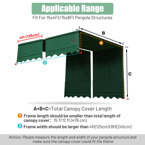 Yescom Fabric Replacement Canopy for Pergola & Reviews | Wayfair